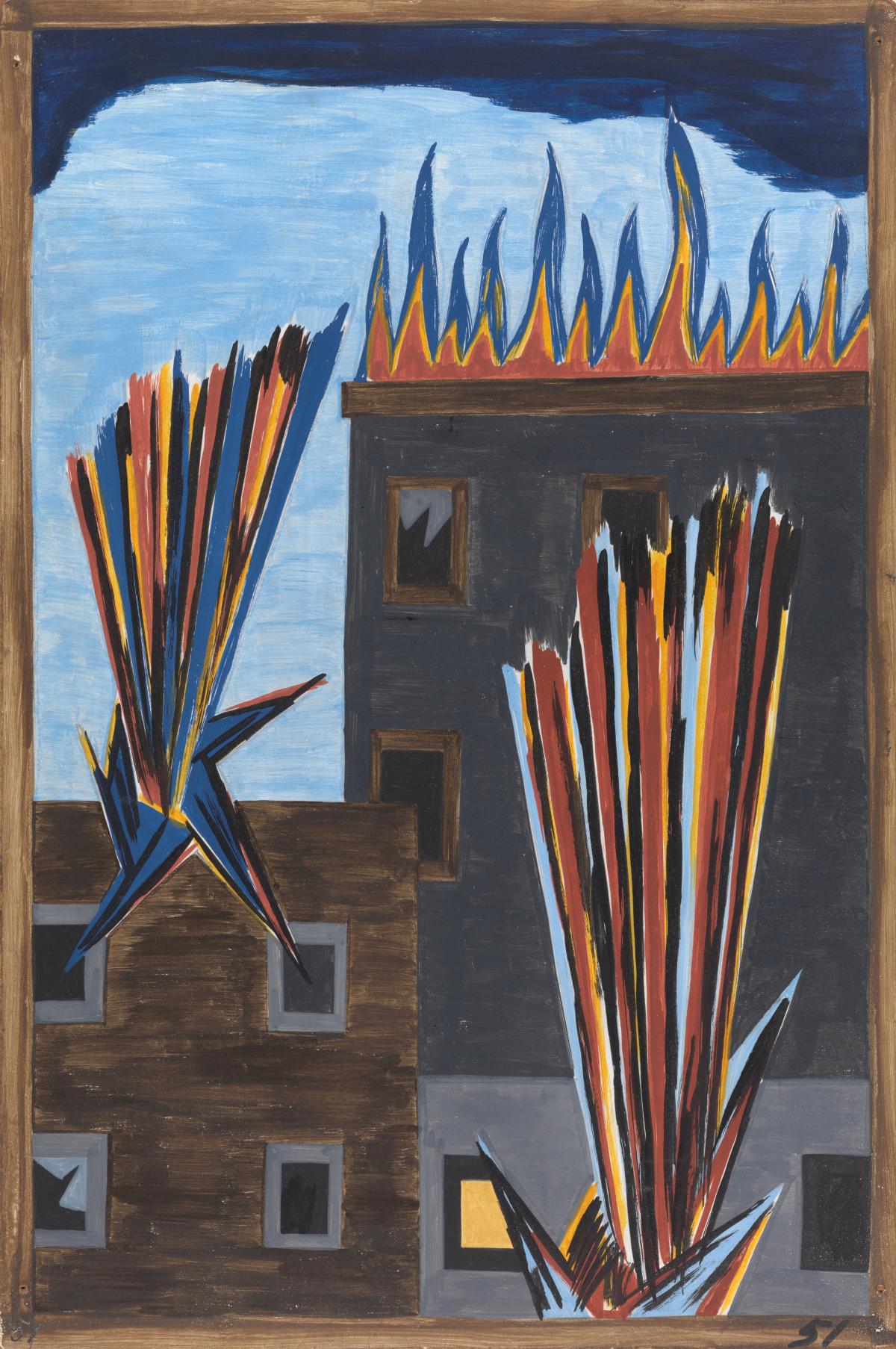 版画 Ake Holm lithograph Utvisning ur paradis The Migration Series, Panel no. 51: African Americans seeking to